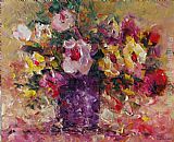 The Bunch of Violets Paintings - Violet Vase by Ioan Popei